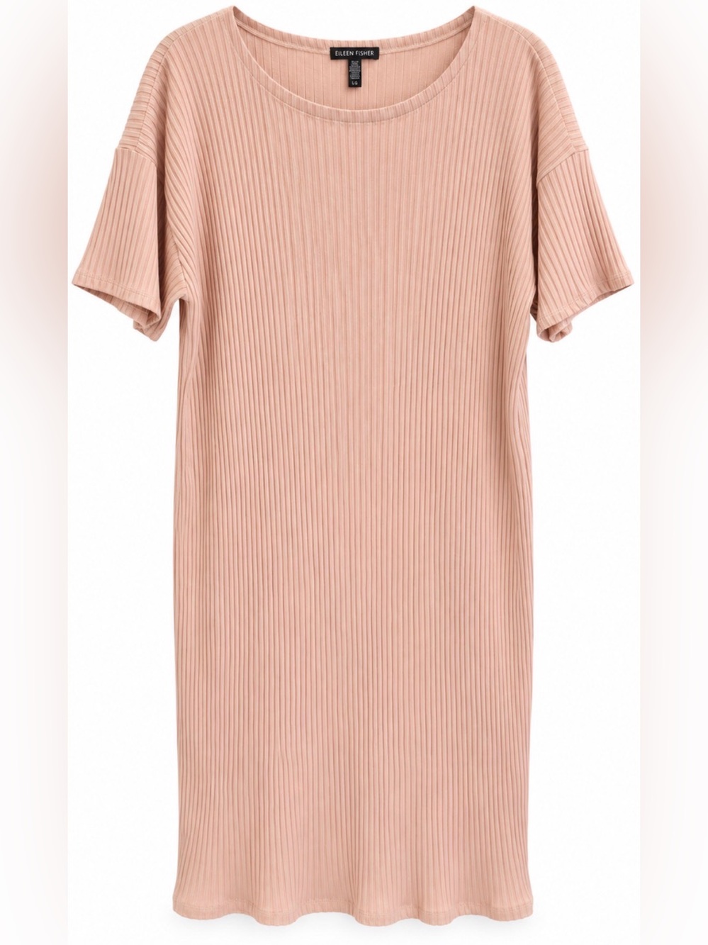 Eileen Fisher Blush Pink Tencel Stretch Rib Shift Dress Size L